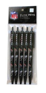 NFL Houston Texans Disposable Black Ink Click Pens, 5-Pack