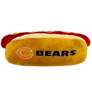 Pets First NFL Chicago Bears HOT Dog Plush Dog & CAT Squeak Toy - Cutest HOT-Dog Snack Plush Toy for Dogs & Cats with Inner Squeaker & Beautiful Football Team Name/Logo 8 x 5 x 3 Inches