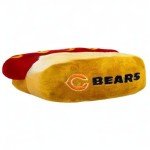 Pets First NFL Chicago Bears HOT Dog Plush Dog & CAT Squeak Toy - Cutest HOT-Dog Snack Plush Toy for Dogs & Cats with Inner Squeaker & Beautiful Football Team Name/Logo 8 x 5 x 3 Inches