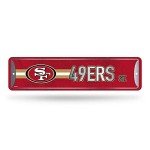 Rico Industries NFL San Francisco 49ers Home Décor Metal Street Sign (4" x 15") - Great for Home, Office, Bedroom, & Man Cave - Made,Silver