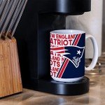 Rico Industries NFL Football New England Patriots 15 oz White Ceramic Coffee Mug for NFL Fans