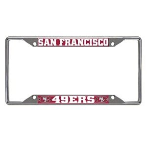 FANMATS 15043 San Francisco 49ers Chrome Metal License Plate Frame, Team Colors, 6.25in x 12.25in