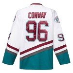 Mighty Ducks Jersey Movie Ice Hockey Jersey White S-XXL Charlie Conway #96 with Adult Size, 90S Hip Hop Clothing for Party(X-Large)