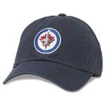 AMERICAN NEEDLE NHL National Hockey League Team Baseball Buckle Strap Dad Hat, Winnipeg Jets, Navy