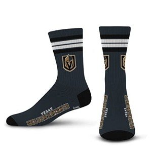 For Bare Feet NHL Vegas Golden Knights 4 Stripe Deuce Crew Sock Team Color LARGE