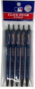 Pro Specialties Group MLB Atlanta Braves 5-Pack Retractable Click Pens- Great Stocking Suffers and Party Favors