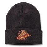 AMERICAN NEEDLE NHL Hockey Team Logo Cuffed Beanie Knit Hat (Vancouver Canucks-Black)