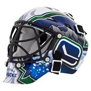 NHL Vancouver Canucks Team Logo Mini Hockey Goalie Mask with Case - Collectible Goalie Mask with Official NHL Logos and Colors
