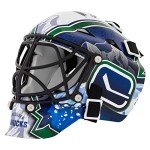 NHL Vancouver Canucks Team Logo Mini Hockey Goalie Mask with Case - Collectible Goalie Mask with Official NHL Logos and Colors