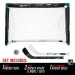 Franklin Sports unisex teen Franklin Sports San Jose Sharks Mini Hockey Set Knee Hockey Goal Ball 2 Hockey Stick Combo Set, San Jose Sharks, 28 x 20 12 US