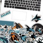 30 PCS San Jose American Sharks Hockey Stickers for Water Bottle, Laptop, Bicycle, Computer, Motorcycle, Travel Case, Car Decal Decoration Sticker
