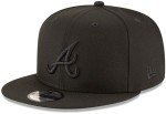 New Era MLB 9FIFTY Black Black Adjustable Snapback Hat Cap One Size Fits All - Atlanta Braves Black