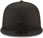 New Era MLB 9FIFTY Black Black Adjustable Snapback Hat Cap One Size Fits All - Atlanta Braves Black