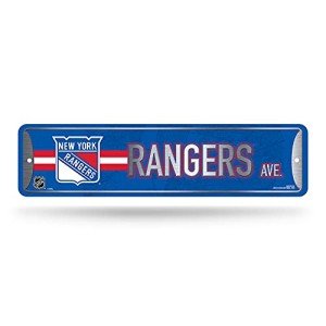 Rico Industries NHL Hockey New York Rangers Metal Street Sign 4" x 15" Home Décor - Bedroom - Office - Man Cave