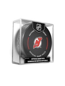 New Jersey Devils Official Game Hockey Puck with Holder