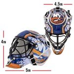 Franklin Sports New York Islanders NHL Team Logo Mini Hockey Goalie Mask with Case - Collectible Goalie Mask with Official NHL Logos and Colors
