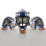 Franklin Sports New York Islanders NHL Team Logo Mini Hockey Goalie Mask with Case - Collectible Goalie Mask with Official NHL Logos and Colors