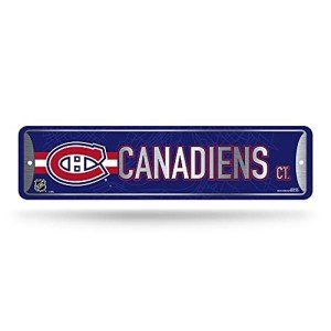 Rico Industries NHL Montreal Canadiens Home Décor Metal Street Sign (4" x 15") - Great for Home, Office, Bedroom, & Man Cave - Made,Silver