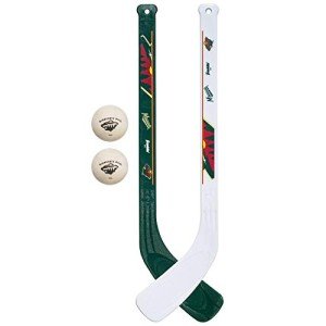 Franklin Sports Minnesota Wild NHL Mini Hockey Stick Set - NHL Team Knee Hockey Stick and Ball Set - Two Players - Great Toy for Kids