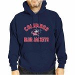 Wright & Ditson Adult NHL Gameday Hooded Sweatshirt - Officially Licensed - Fleece Hockey Pullover - Unisex Hoodie (Columbus Blue Jackets - Navy, X-Large)