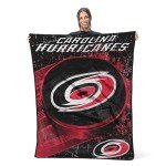 Northwest NHL Carolina Hurricanes Unisex-Adult Micro Raschel Throw Blanket, 46" x 60", Ice Dash