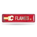 Rico Industries NHL Calgary Flames Home Décor Metal Street Sign (4" x 15") - Great for Home, Office, Bedroom, & Man Cave - Made, Silver