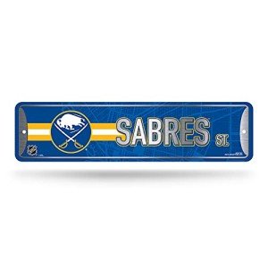 Rico Industries NHL Hockey Buffalo Sabres Metal Street Sign 4" x 15" Home Décor - Bedroom - Office - Man Cave,Silver