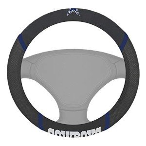 FANMATS unisex adult Embroidered Steering Wheel Cover, Black, 15 Inch Diameter US