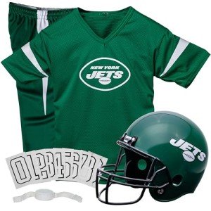 Franklin Sports New York Jets Kids Football Uniform Set - NFL Youth Football Costume for Boys & Girls - Set Includes Helmet, Jersey & Pants - Large