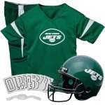 Franklin Sports New York Jets Kids Football Uniform Set - NFL Youth Football Costume for Boys & Girls - Set Includes Helmet, Jersey & Pants - Large