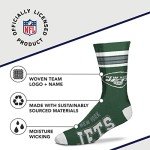 For Bare Feet NFL Youth 4 Stripe Deuce Crew Sock, New York Jets, One Size