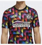 adidas Atlanta United F.C. Men's Pride Pre-Match Short Sleeve Soccer Jersey, Multicolor Large