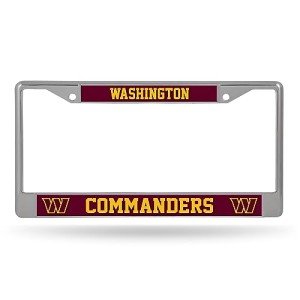 Rico Industries NFL Football Washington Commanders 12" x 6" Chrome Frame - Car/Truck/SUV Automobile Accessory