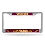 Rico Industries NFL Football Washington Commanders 12" x 6" Chrome Frame - Car/Truck/SUV Automobile Accessory