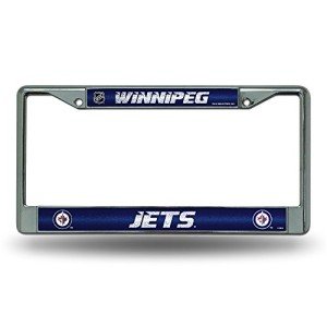 Rico Industries NHL Bling Chrome License Plate Frame with Glitter Accent, Winnipeg Jets