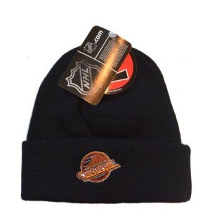 Vancouver Canucks Black Zephyr Beanie Hat - NHL Cuffed Winter Knit Toque Cap