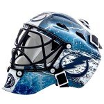 Franklin Sports Tampa Bay NHL Team Logo Mini Hockey Goalie Mask with Case - Collectible Goalie Mask with Official NHL Logos and Colors