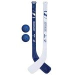 Franklin Sports Tampa Bay Lightning NHL Mini Hockey Stick Set - NHL Team Knee Hockey Stick and Ball Set - Two Players - Great Toy for Kids
