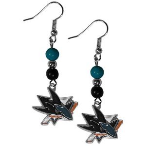 NHL Siskiyou Sports Womens San Jose Sharks Fan Bead Dangle Earrings One Size Team Color