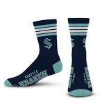 For Bare Feet NHL Seattle Kraken 4 Stripe Deuce Crew Sock Team Color LARGE