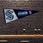 Rico Industries NHL Hockey Seattle Kraken Primary 12" x 30" Felt Wall Décor Pennant - Great for Home/Bed Room/Man Cave Décor