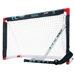 Franklin Sports NHL Seattle Kraken Mini Hockey Set - Kids Indoor Knee Hockey Goal, Ball, + 2 Mini Stick Combo Set - Youth NHL Team Indoor Toy Sets - Ages 3+