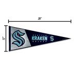 Rico Industries NHL Hockey Seattle Kraken Primary 12" x 30" Felt Wall Décor Pennant - Great for Home/Bed Room/Man Cave Décor