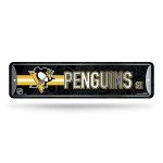 Rico Industries NHL Hockey Pittsburgh Penguins Metal Street Sign 4" x 15" Home Décor - Bedroom - Office - Man Cave,Silver