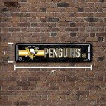 Rico Industries NHL Hockey Pittsburgh Penguins Metal Street Sign 4" x 15" Home Décor - Bedroom - Office - Man Cave,Silver
