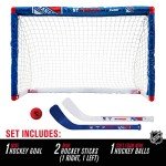 Franklin Sports NHL New York Rangers Mini Hockey Set - Kids Indoor Knee Hockey Goal, Ball, + 2 Mini Stick Combo Set - Youth NHL Team Indoor Toy Sets - Ages 3+