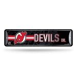 Rico Industries NHL Hockey New Jersey Devils Metal Street Sign 4" x 15" Home Décor - Bedroom - Office - Man Cave,Silver