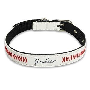 MLB New York Yankees Signature PRO Collar, PVC-Leather Premium Dog Collar, Extra Tough & Durable! Super Stylish! Size: Small Adjustable 12-15" Length x 0.75" Width