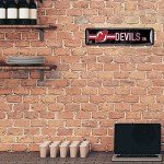 Rico Industries NHL Hockey New Jersey Devils Metal Street Sign 4" x 15" Home Décor - Bedroom - Office - Man Cave,Silver