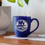 Rico Industries NHL Hockey New York Islanders Royal 16 oz Team Color Laser Engraved Speckled Ceramic Coffee Mug